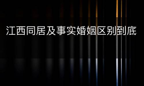 江西同居及事实婚姻区别到底