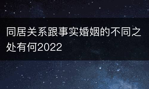 同居关系跟事实婚姻的不同之处有何2022