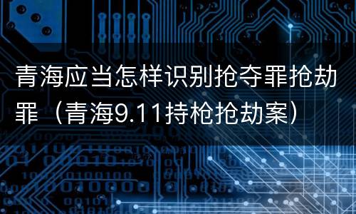 青海应当怎样识别抢夺罪抢劫罪(青海9.11持枪抢劫案)