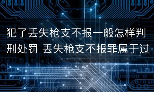 犯了丢失枪支不报一般怎样判刑处罚 丢失枪支不报罪属于过失犯罪吗