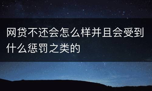 网贷不还会怎么样并且会受到什么惩罚之类的