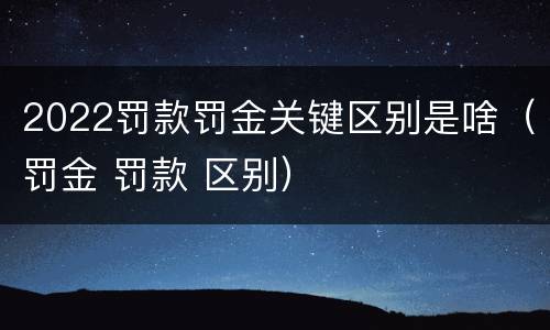 2022罚款罚金关键区别是啥（罚金 罚款 区别）