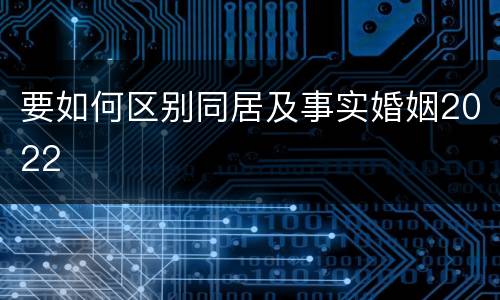 要如何区别同居及事实婚姻2022