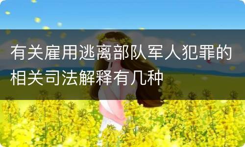 有关雇用逃离部队军人犯罪的相关司法解释有几种