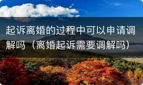 起诉离婚的过程中可以申请调解吗（离婚起诉需要调解吗）