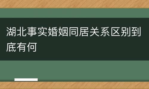 湖北事实婚姻同居关系区别到底有何