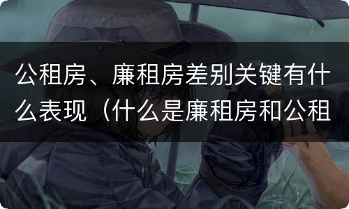 公租房、廉租房差别关键有什么表现（什么是廉租房和公租房两个有什么特点）