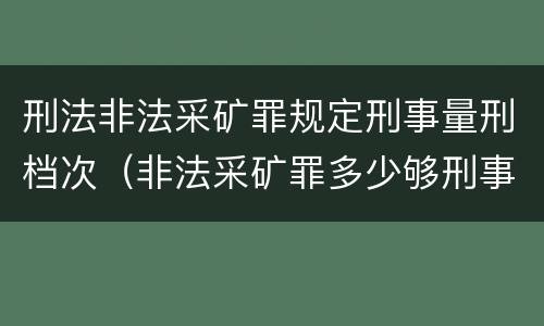 刑法非法采矿罪规定刑事量刑档次（非法采矿罪多少够刑事）