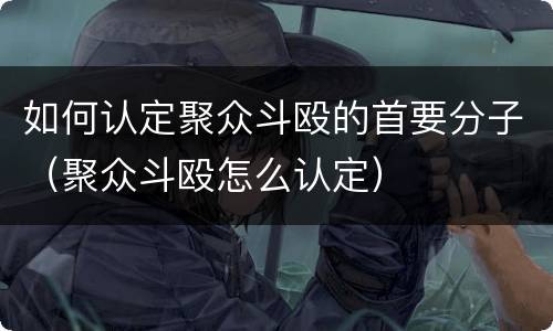 如何认定聚众斗殴的首要分子（聚众斗殴怎么认定）