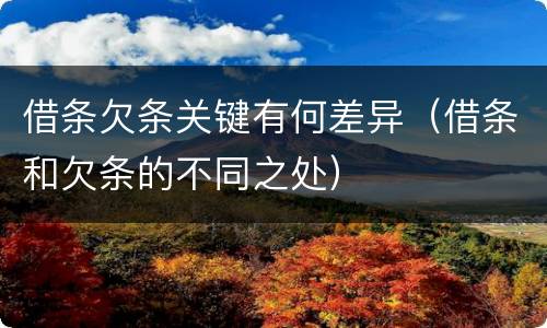 借条欠条关键有何差异（借条和欠条的不同之处）