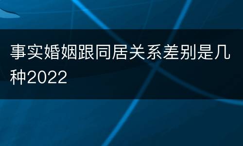 事实婚姻跟同居关系差别是几种2022
