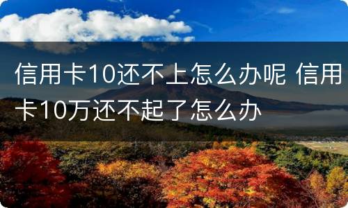信用卡10还不上怎么办呢 信用卡10万还不起了怎么办
