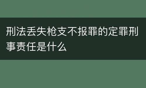 刑法丢失枪支不报罪的定罪刑事责任是什么