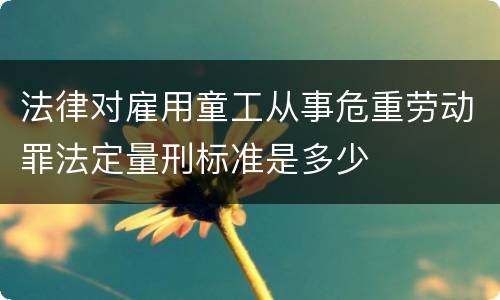 法律对雇用童工从事危重劳动罪法定量刑标准是多少