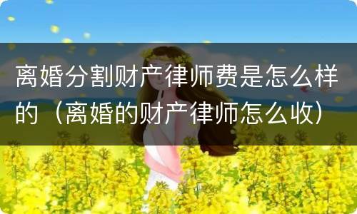 离婚分割财产律师费是怎么样的（离婚的财产律师怎么收）