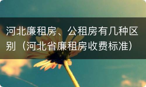 河北廉租房、公租房有几种区别（河北省廉租房收费标准）