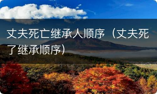 丈夫死亡继承人顺序（丈夫死了继承顺序）