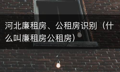 河北廉租房、公租房识别（什么叫廉租房公租房）