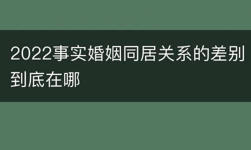 2022事实婚姻同居关系的差别到底在哪
