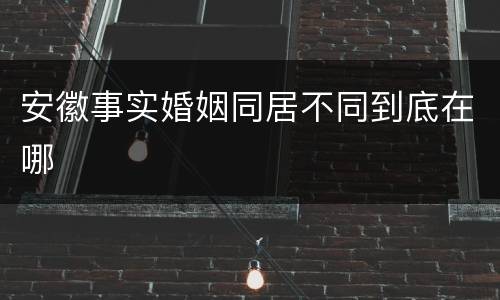安徽事实婚姻同居不同到底在哪