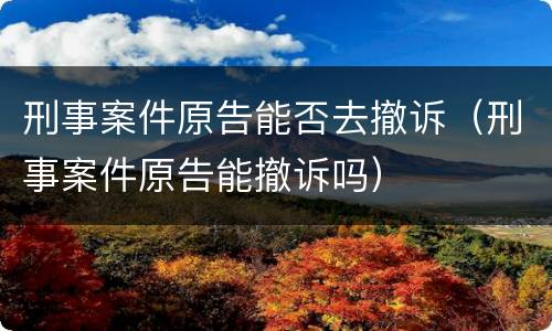 刑事案件原告能否去撤诉（刑事案件原告能撤诉吗）