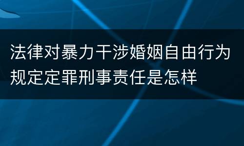 法律对暴力干涉婚姻自由行为规定定罪刑事责任是怎样