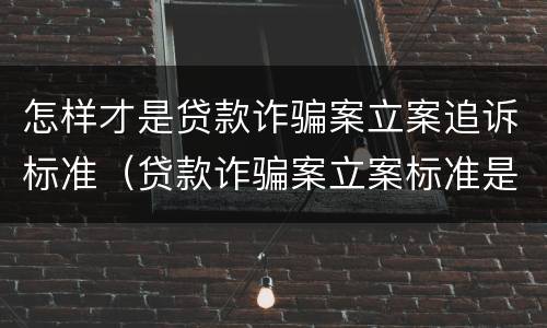 怎样才是贷款诈骗案立案追诉标准（贷款诈骗案立案标准是什么）