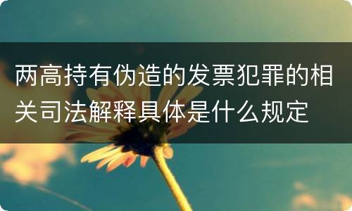 两高持有伪造的发票犯罪的相关司法解释具体是什么规定