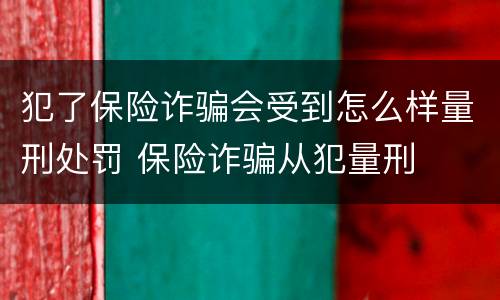 犯了保险诈骗会受到怎么样量刑处罚 保险诈骗从犯量刑