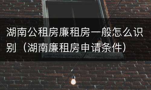 湖南公租房廉租房一般怎么识别（湖南廉租房申请条件）