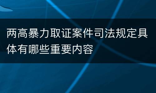 两高暴力取证案件司法规定具体有哪些重要内容