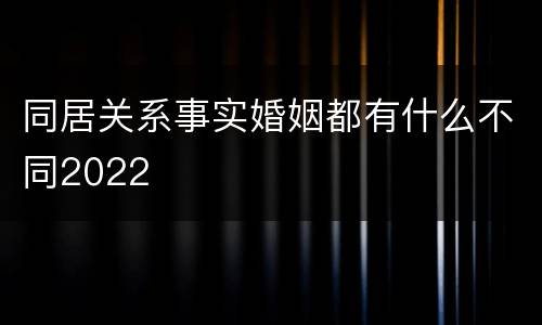 同居关系事实婚姻都有什么不同2022