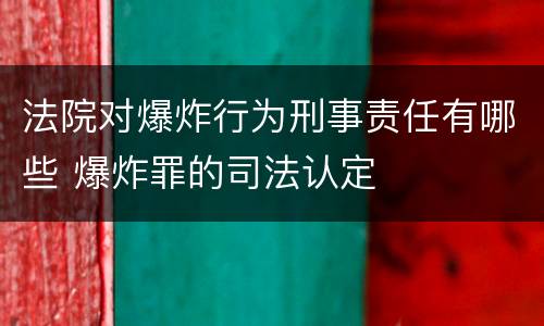 法院对爆炸行为刑事责任有哪些 爆炸罪的司法认定