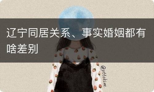 辽宁同居关系、事实婚姻都有啥差别