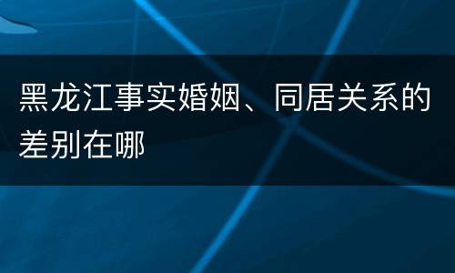 黑龙江事实婚姻、同居关系的差别在哪