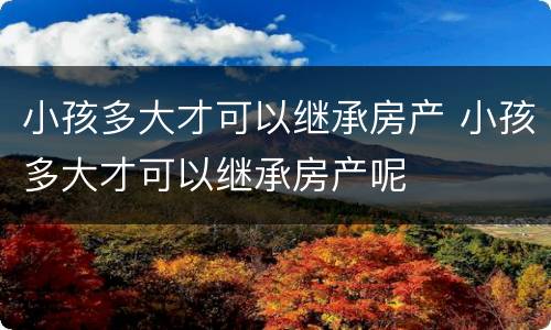 小孩多大才可以继承房产 小孩多大才可以继承房产呢