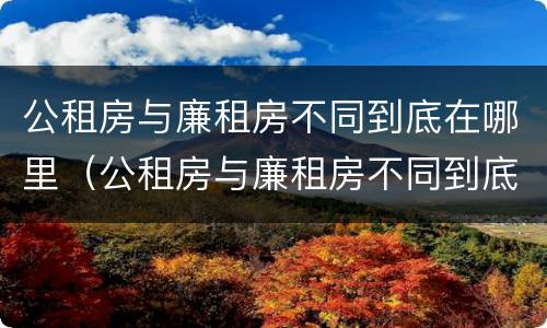 公租房与廉租房不同到底在哪里（公租房与廉租房不同到底在哪里住）