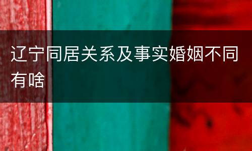 辽宁同居关系及事实婚姻不同有啥