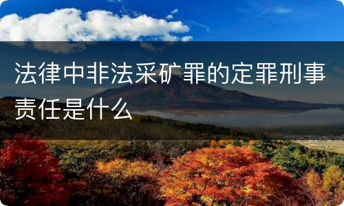 法律中非法采矿罪的定罪刑事责任是什么