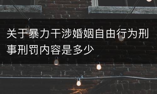关于暴力干涉婚姻自由行为刑事刑罚内容是多少