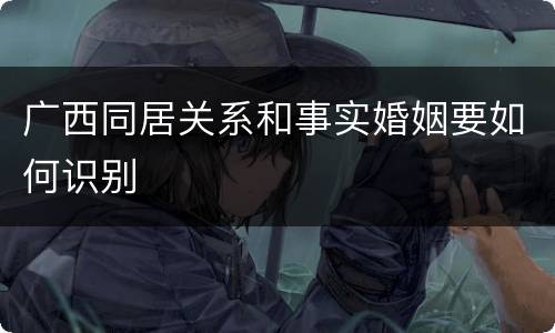广西同居关系和事实婚姻要如何识别