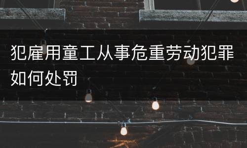 犯雇用童工从事危重劳动犯罪如何处罚