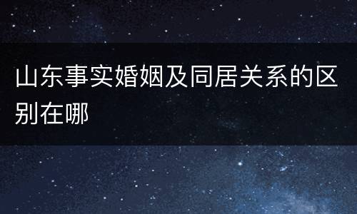 山东事实婚姻及同居关系的区别在哪