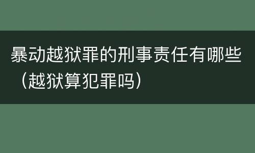 暴动越狱罪的刑事责任有哪些（越狱算犯罪吗）