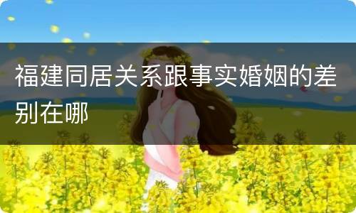 福建同居关系跟事实婚姻的差别在哪