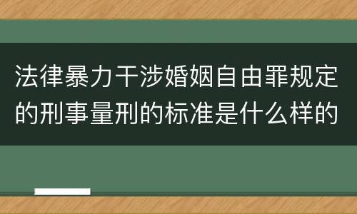 法律暴力干涉婚姻自由罪规定的刑事量刑的标准是什么样的