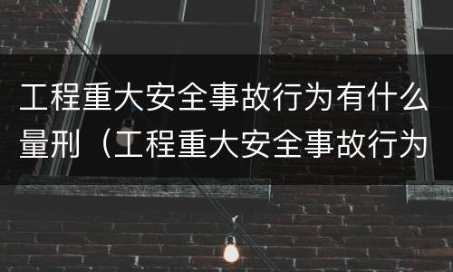 工程重大安全事故行为有什么量刑（工程重大安全事故行为有什么量刑要求）