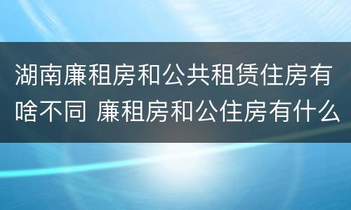 湖南廉租房和公共租赁住房有啥不同 廉租房和公住房有什么区别