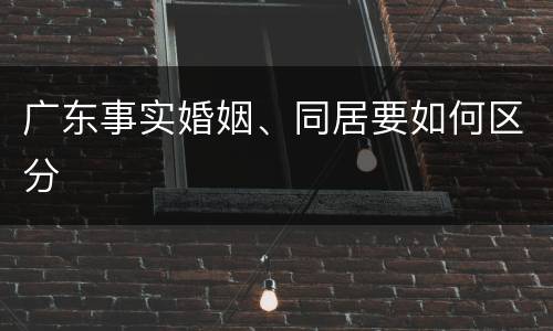 广东事实婚姻、同居要如何区分