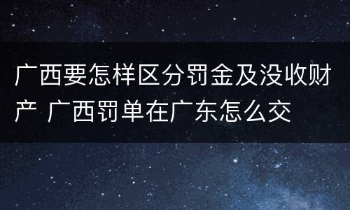 广西要怎样区分罚金及没收财产 广西罚单在广东怎么交